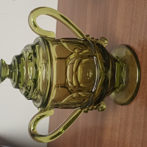 Vintage Fostoria Green Glass Sugar and Creamer Set - Picture 3 of 4